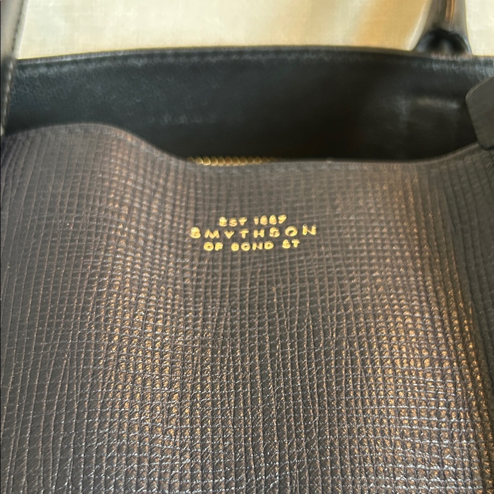 🔥 Smythson Panama cross-grain leather business shoulder bag - navy - Picture 5 of 12
